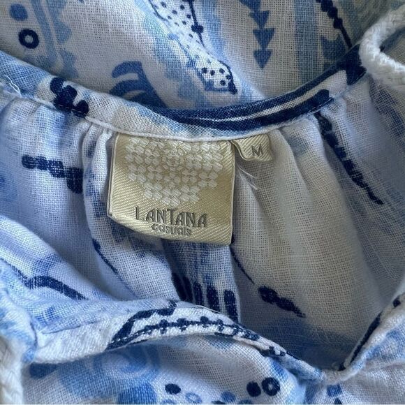 Chic Blue Patterned Women's Tunic Blouse - Picture 8 of 11